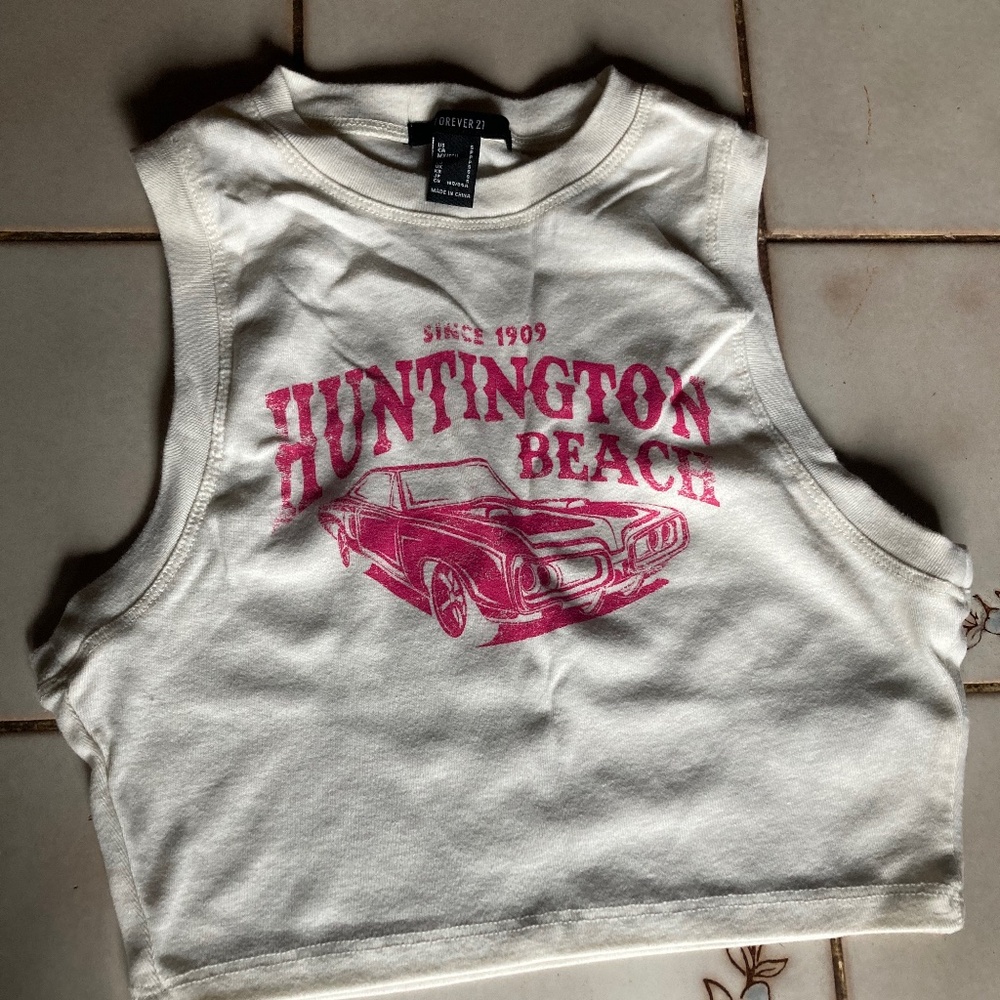 Forever 21 cream and pink graphic tank